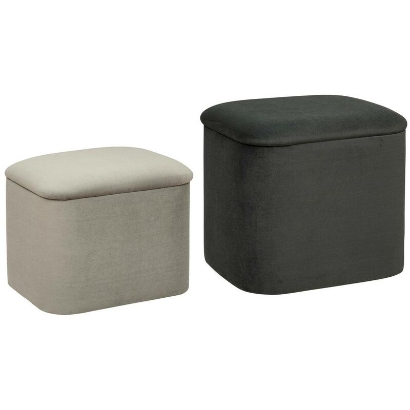 foto del prodotto atmosphera set di 2 pouf in velluto dani l37,5 41,5 cm grigio cr ateur d int rieur