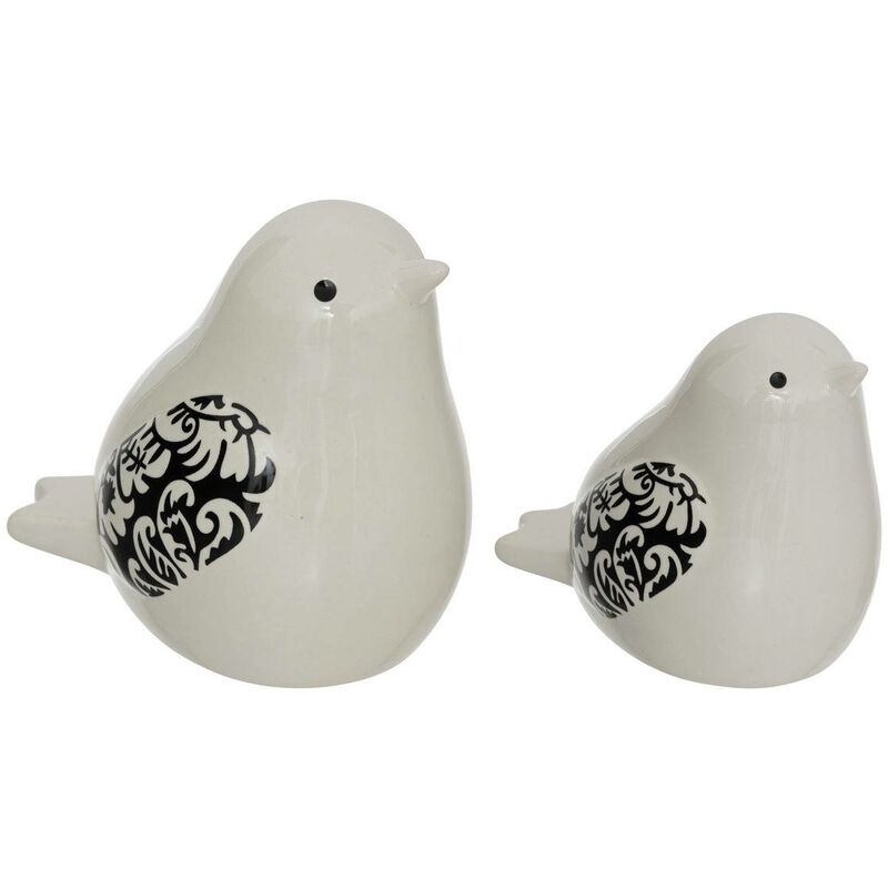 foto del prodotto atmosphera set di 2 uccelli in ceramica h11,5 cm bianco cr ateur d int rieur