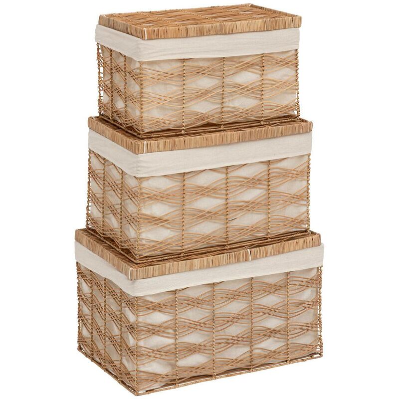 foto del prodotto atmosphera set di 3 bauli in rattan rosy l50 55 59cm beige cr ateur d int rieur