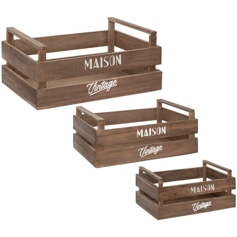 foto del prodotto atmosphera set di 3 cassette in legno l23 29 35cm cr ateur d int rieur