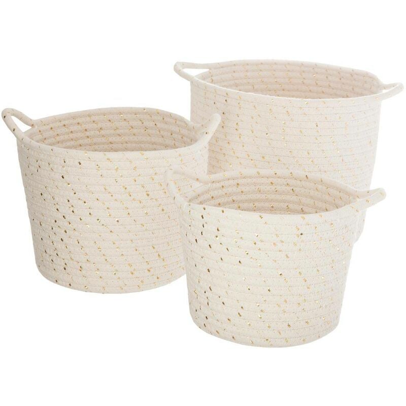 foto del prodotto atmosphera set di 3 cestini lurex beige d19,5 22 24 cm cr ateur d int rieur