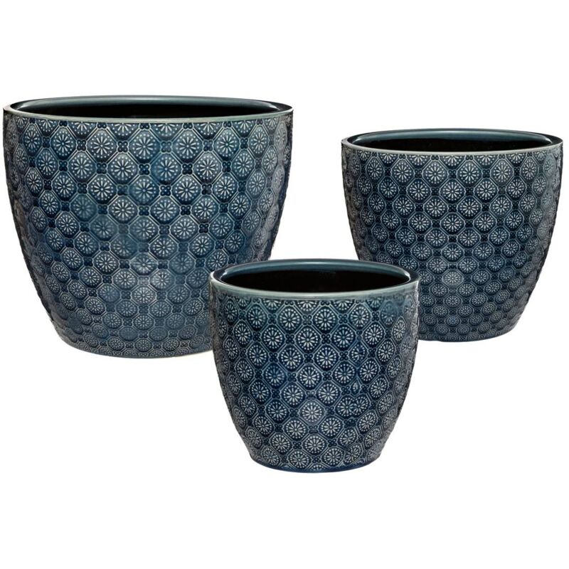 foto del prodotto atmosphera set di 3 vasi da fiori blu inchiostro d20 25 30cm cr ateur d int rieur