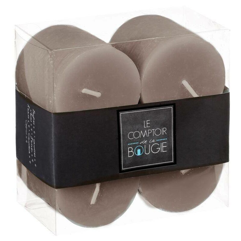 foto del prodotto atmosphera set di 4 candele rustiche grigio tortora 60g cr ateur d int rieur