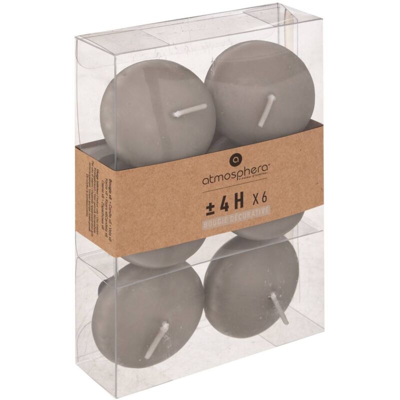 foto del prodotto atmosphera set di 6 candele galleggianti grigio tortora 25g cr ateur d int rieur
