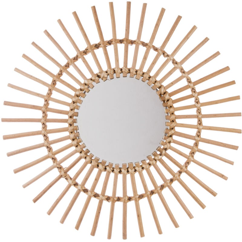 foto del prodotto atmosphera specchio a forma di sole in rattan 58x58cm