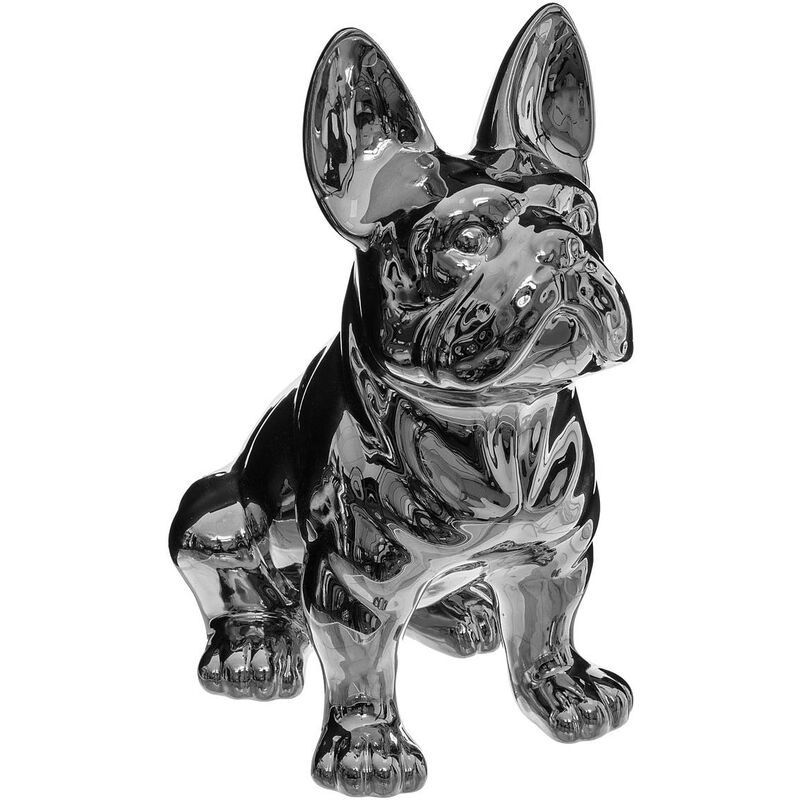 foto del prodotto atmosphera statuetta in ceramica argentata bulldog h12cm cr ateur d int rieur