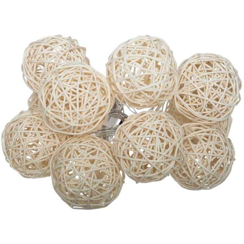 foto del prodotto atmosphera stringa led rattan 10 sfere bianco avorio l162cm cr ateur d int rieur