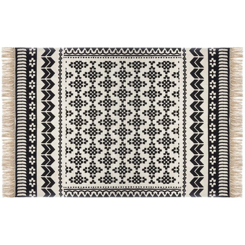 foto del prodotto atmosphera tappeto in cotone bianco e nero delhi 120x170cm cr ateur d int rieur