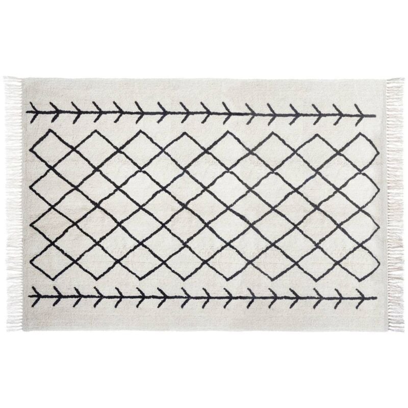 foto del prodotto atmosphera tappeto in cotone bianco e nero delhi 120x170cm cr ateur d int rieur