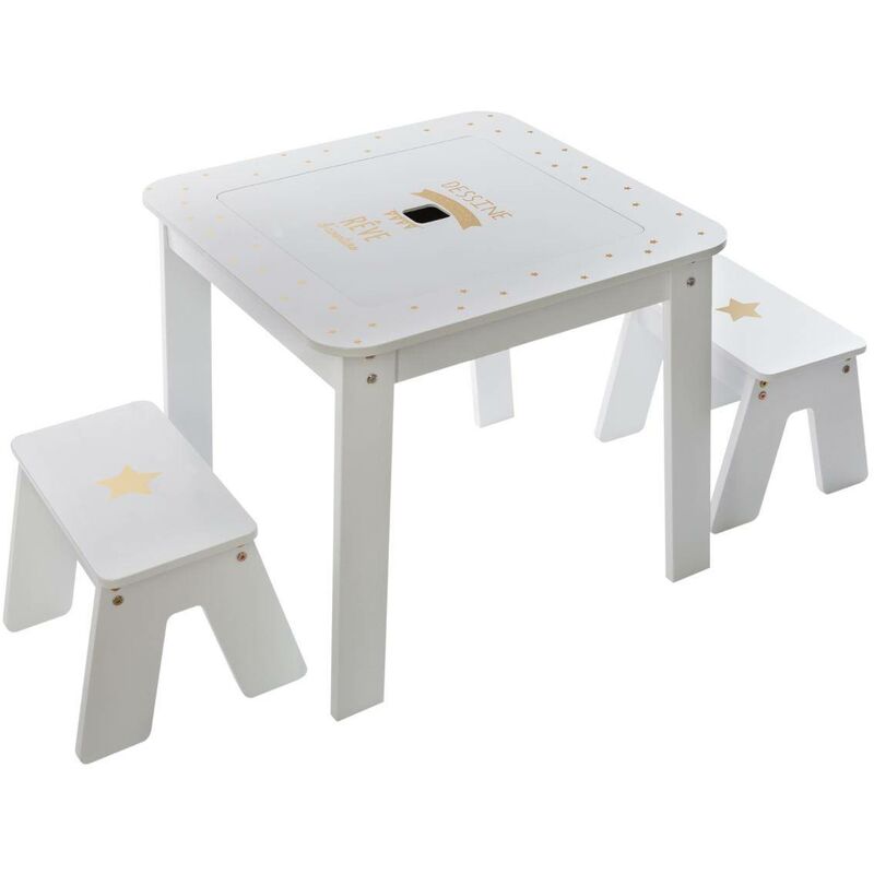 foto del prodotto atmosphera tavolo con 2 sgabelli dorati 57x57cm cr ateur d int rieur