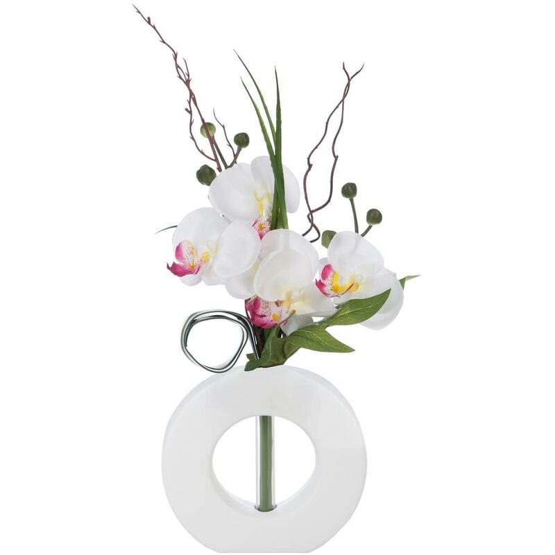 foto del prodotto atmosphera vaso di orchidee artificiali bianche in ceramica h44cm rosa bianca cr ateur d int rieur