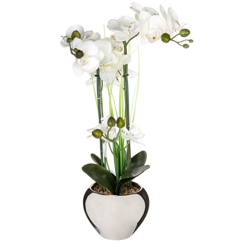 foto del prodotto atmosphera vaso in ceramica argentata per orchidee artificiali h53cm cr ateur d int rieur