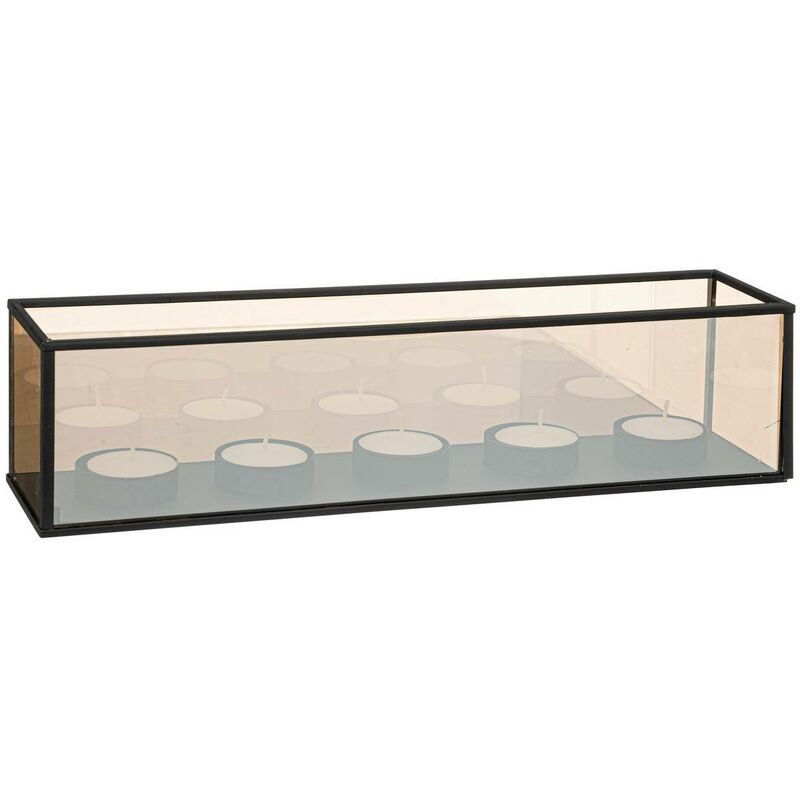 foto del prodotto atmosphera vaso per candele con 5 candele in vetro infinite 34x8,2cm nero cr ateur d int rieur
