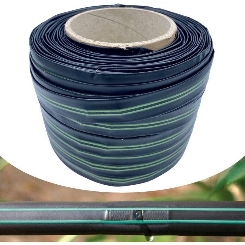 foto del prodotto atp manichetta gocciolante pluvio 16 mm passo 20 cm, tubo piatto per irrigazione a goccia, 2 litri ora, 8 mils, bobina da 100 metri made in