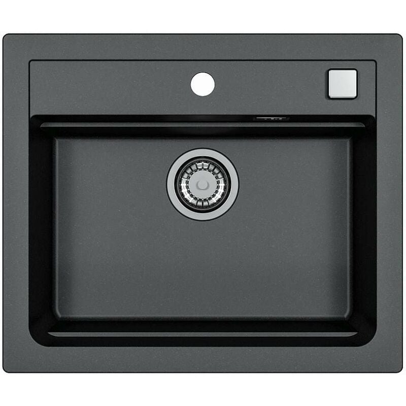 foto del prodotto atrox lavello in granito 59x50 cm, con comando dello scarico, carbon 1131996 alveus