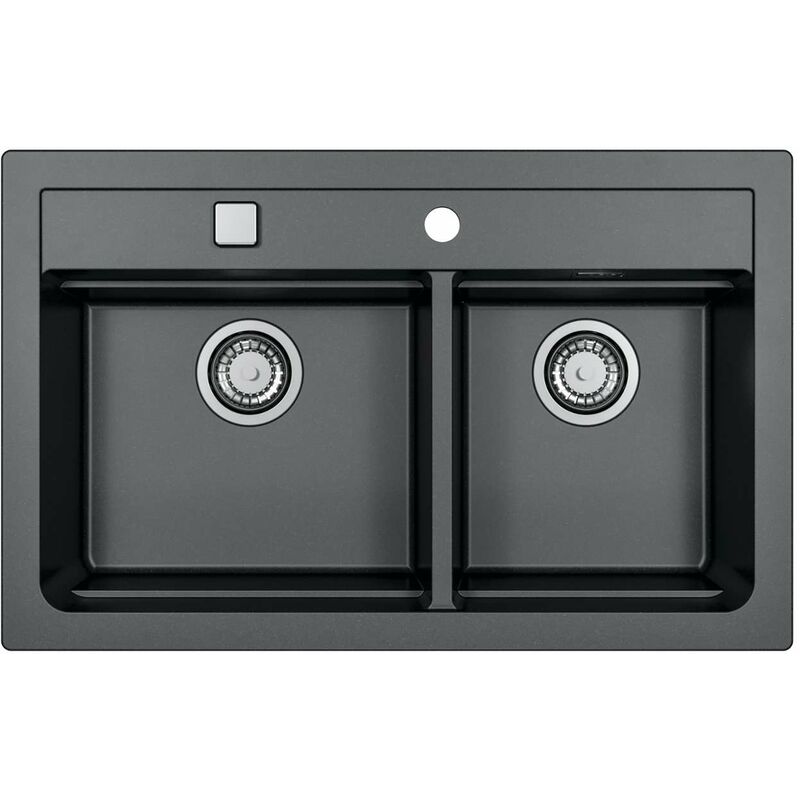foto del prodotto atrox lavello in granito 79x50 cm, con comando dello scarico, carbon 1132002 alveus