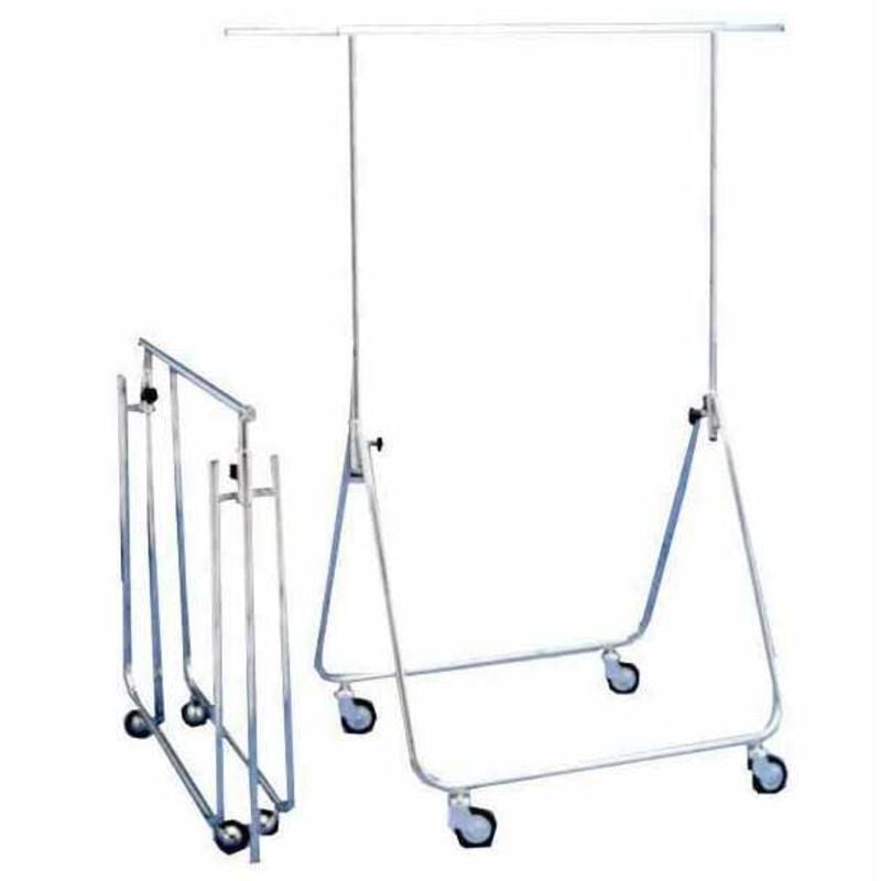 foto del prodotto attaccapanni appendiabiti stender con ruote carrello robusto pieghevole acciaio