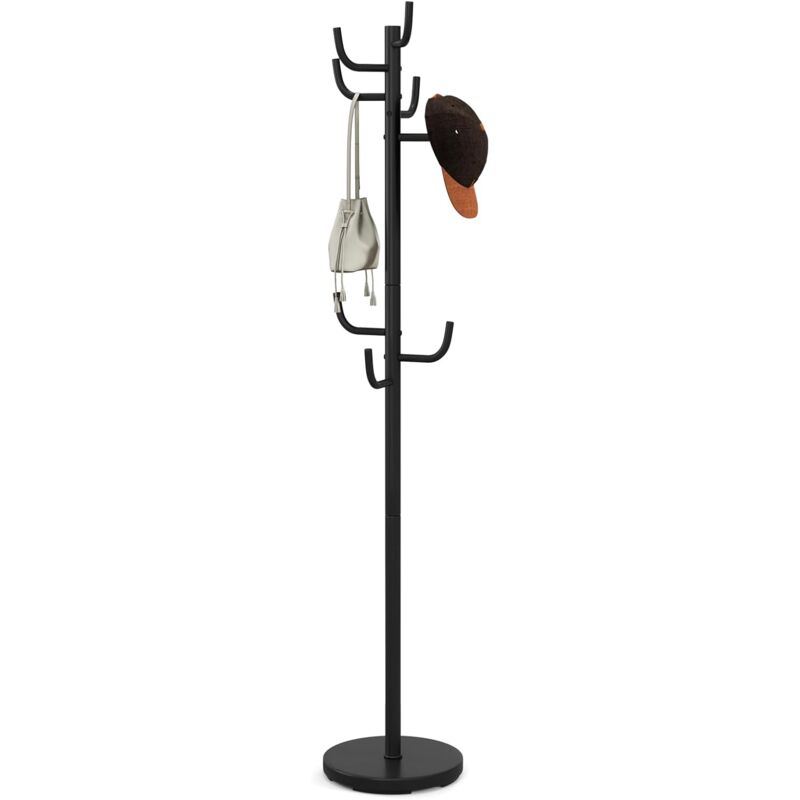 foto del prodotto attaccapanni in metallo, attaccapanni da terra con 8 ganci robusti e base resistente, per vestiti borse cappelli, 33,5 x 175 cm costway