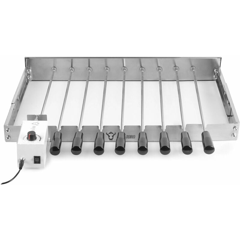 foto del prodotto attacco per grigliare in acciaio inox con 9 spiedini 56 x 26 40 cm motore a sinistra bbq toro