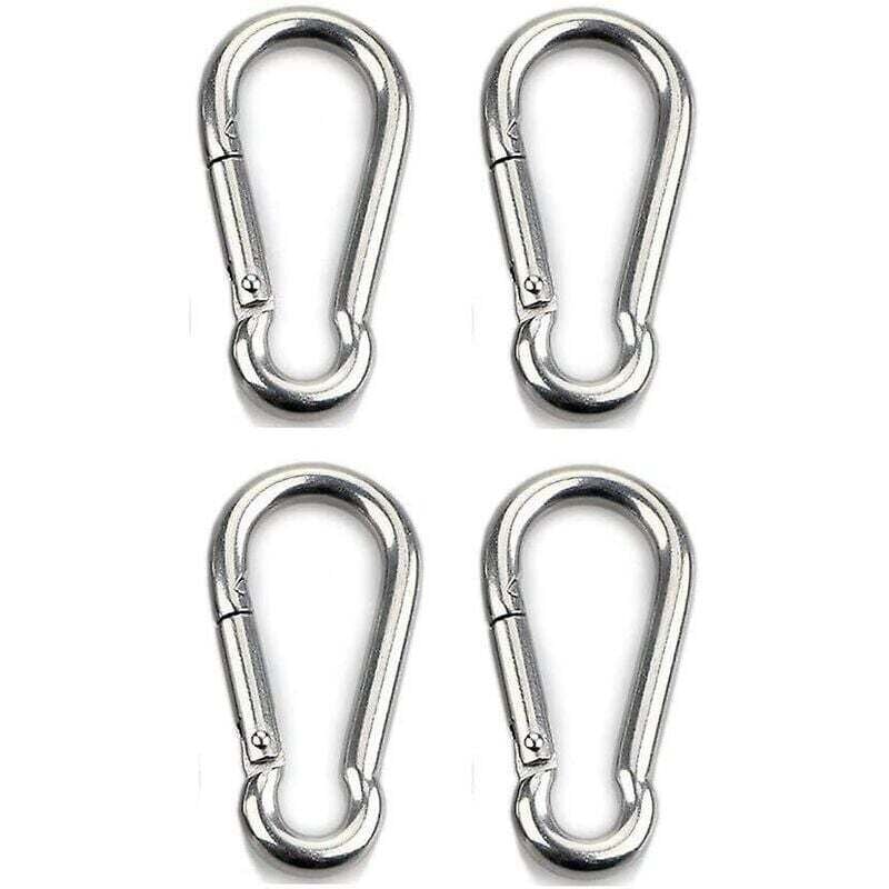 foto del prodotto attacco per moschettone da 4 pezzi per carichi pesanti, sport, cani da blocco, altalena per amaca, acciaio inossidabile 304, spessore 8 mm