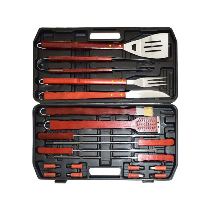 foto del prodotto attrezzi acciaio inox per barbecue in set 18 pezzi