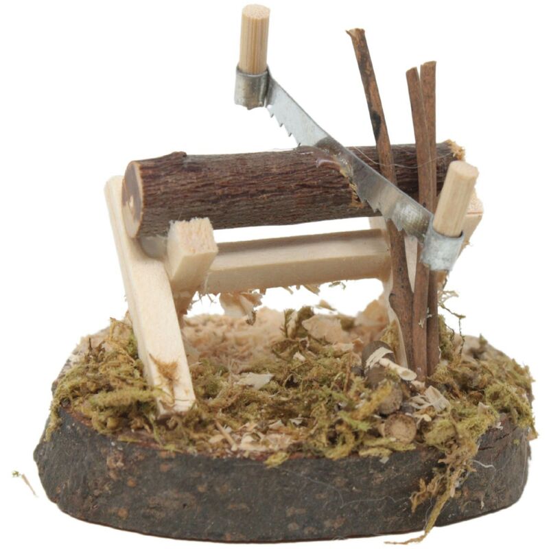 foto del prodotto attrezzi con legna e sega 6x8 cm accessori presepe 11493