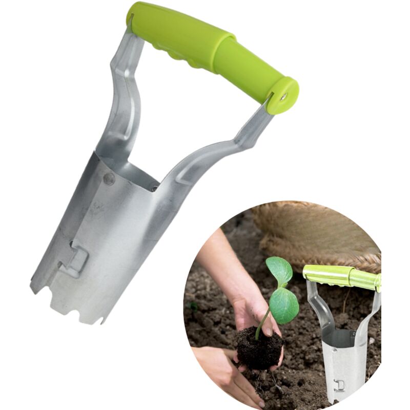 foto del prodotto attrezzi da giardino, trapiantatore di bulbi da vaso, sgancio automatico per scavare, riempire buche da giardino, facile da installare e utilizzare