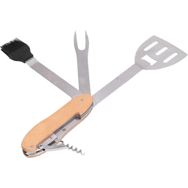 foto del prodotto attrezzi per barbecue utensili da cucina gadget per barbecue set di utensili multiuso raschietto portatile pieghevole spazzola forchetta