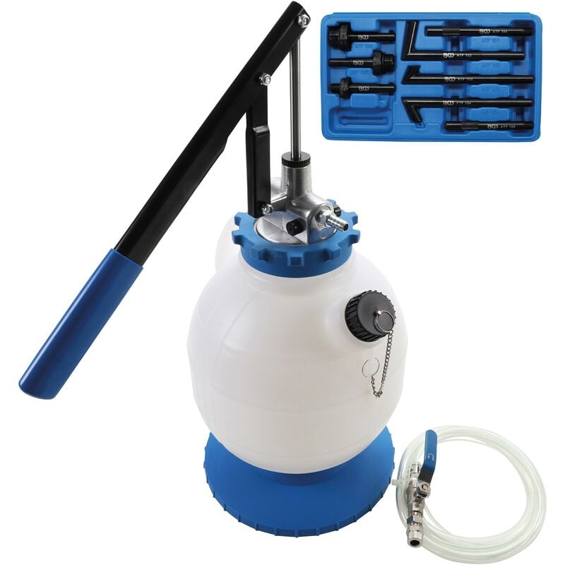 foto del prodotto attrezzo per riempimento olio trasmissione con pompa manuale con 8 adattatori 7 l