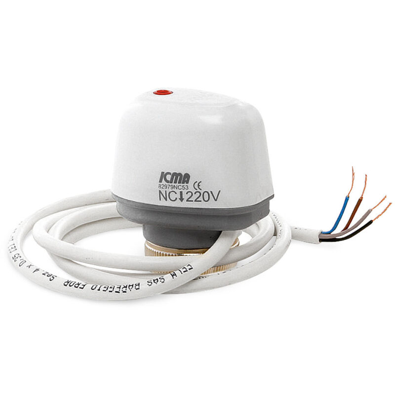 foto del prodotto attuatore elettrotermico con microinterruttore a 4 fili, normalmente chiuso 230v