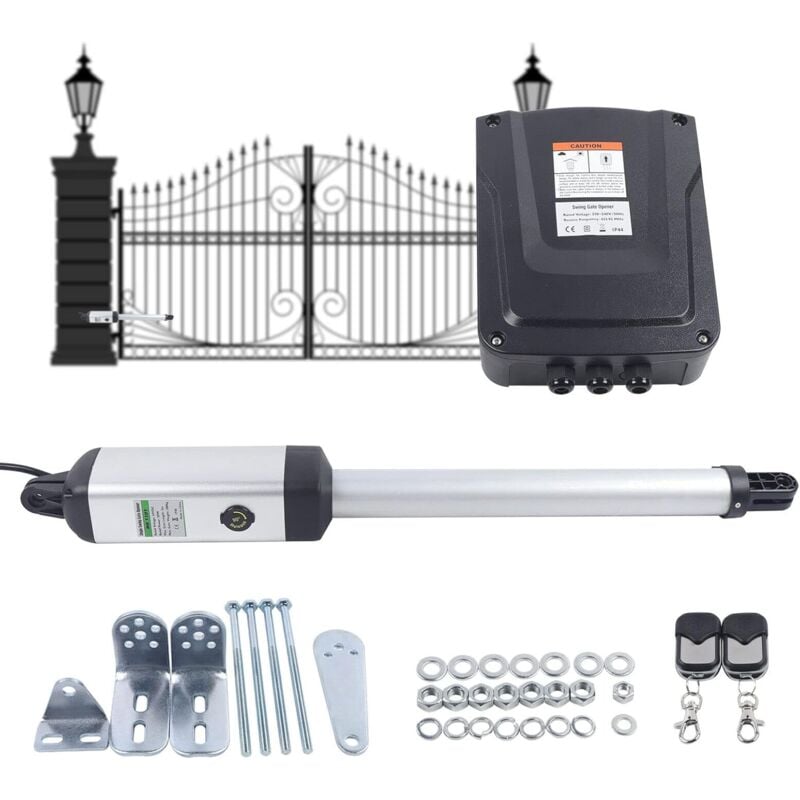 foto del prodotto attuatore per cancelli a battente, elettrico attuatore per cancelli a battente con 2 telecomandi apriporta automatico 300kg 50w