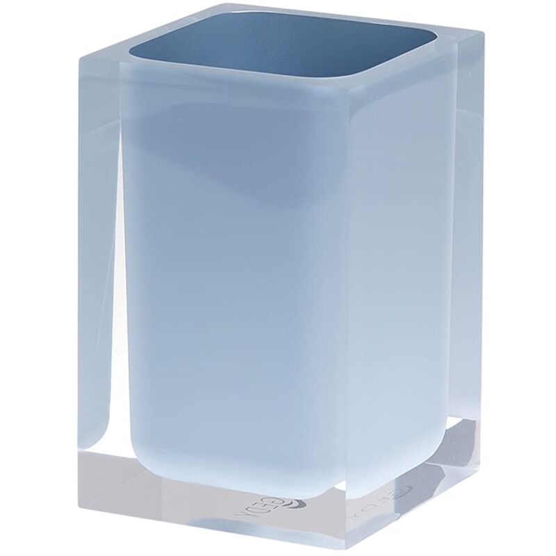 foto del prodotto auckland portaspazzolini da bagno celeste, misure e peso 11x7,2x7,2 cm 0,29 kg, portaspazzolini in resina trasparente di alta qualit , design r s,