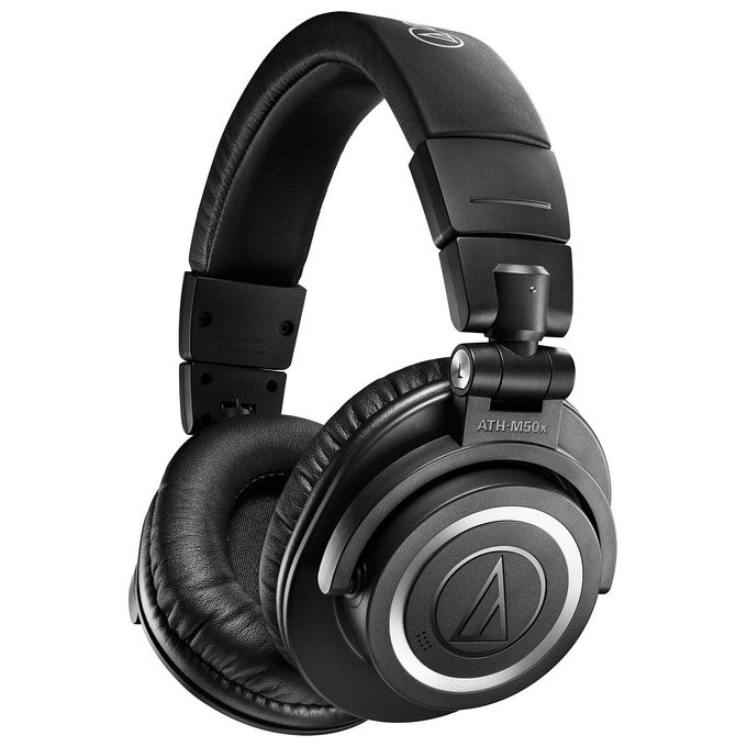 foto del prodotto audio-technica cuffia wireless over-ear professionale plus cavo con microfono 50h nero