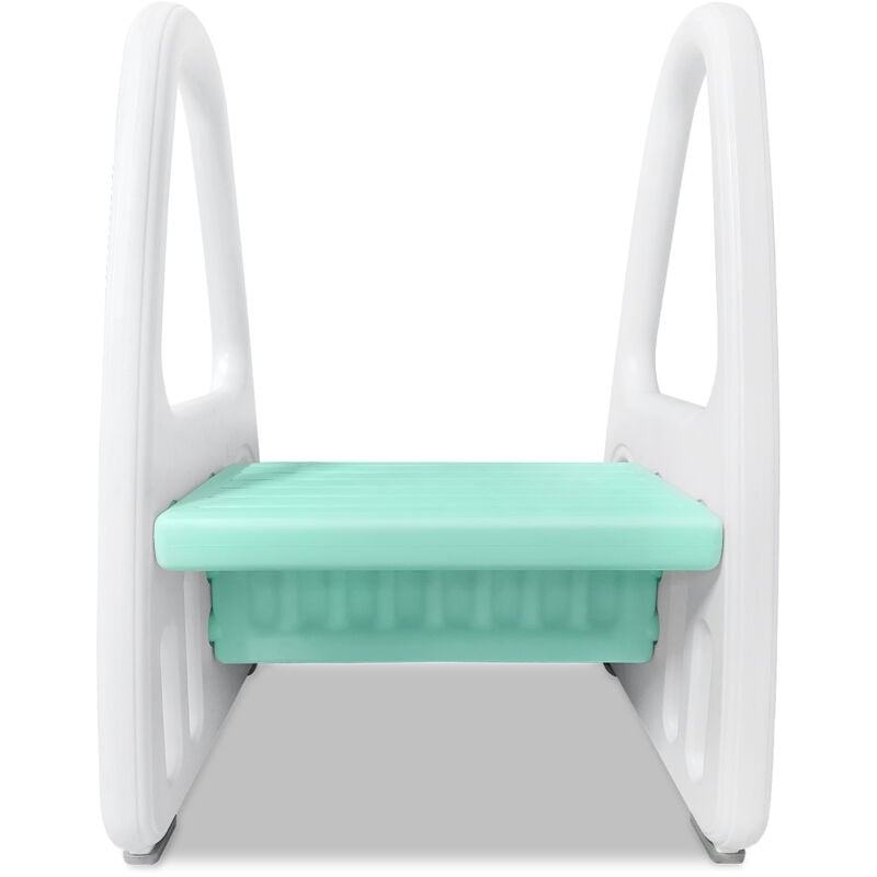 foto del prodotto aufun 2 gradini sgabello per bambini, scaletta alzabimbo antiscivolo, perfetta per addestramento, l bagno o la formazione del bagno, verde chiaro