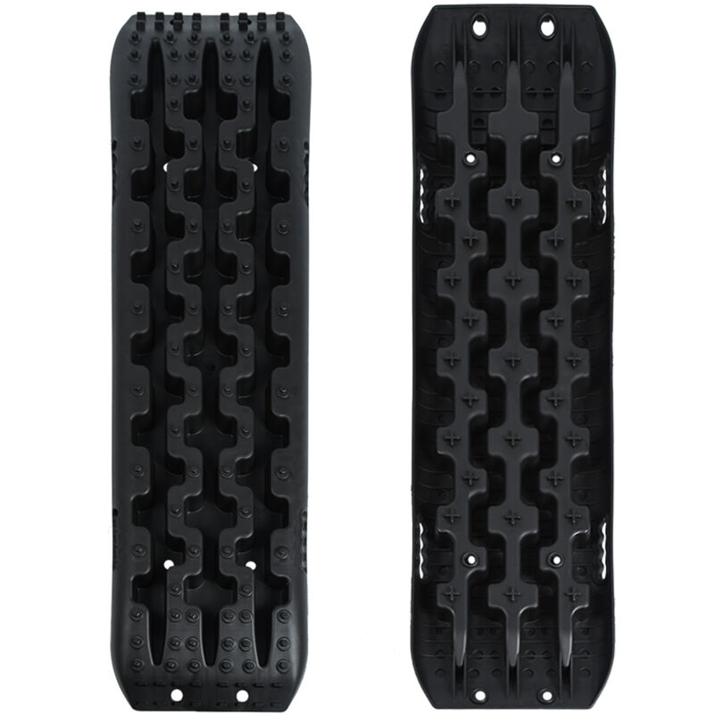 foto del prodotto aufun 2 pcs tappetino da trazione piste di recupero, scaletta emergency recupero piste, per sabbia, neve, fango, carico 10t, per camion camper, nero