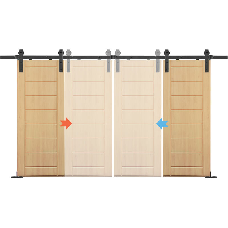 foto del prodotto aufun 366 cm binario per porta scorrevole, set di porta scorrevole esterno muro, binari di scorrimento, portata massima 130 kg