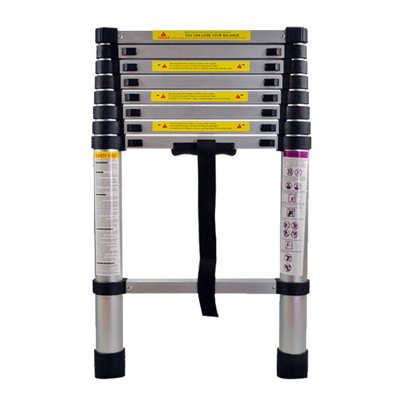 foto del prodotto aufun 380 cm scala telescopica in alluminio, scale pieghevole multifunzione scaletta, carico massimo 150 kg argento