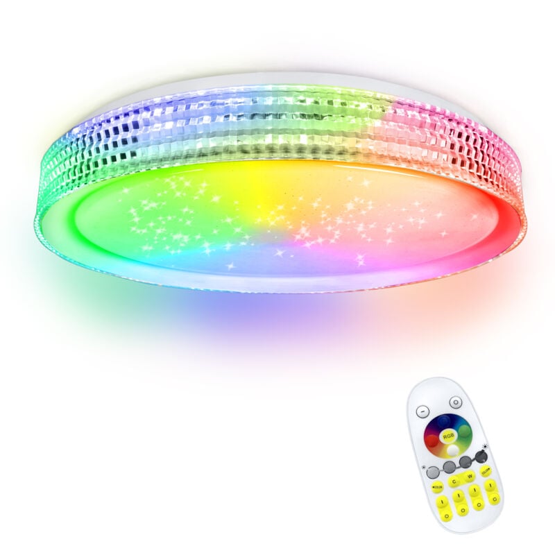 foto del prodotto aufun 60w led plafoniera dimmerabile con telecomando lampada da salotto, rotonda a led con cielo stellato, regolabile per camera da letto cucina