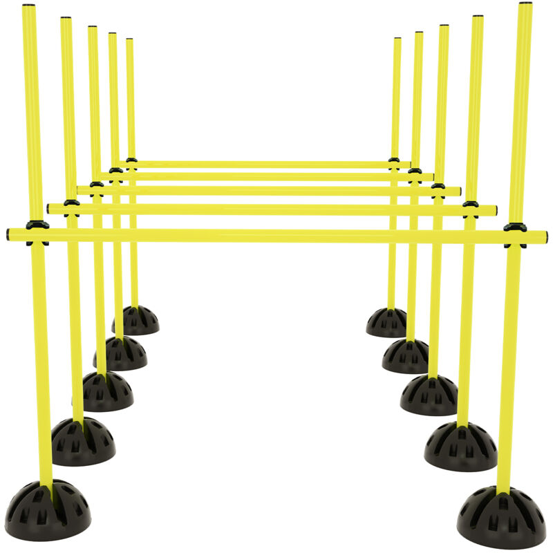 foto del prodotto aufun agility set di barre da allenamento set di aste da salto per ostacoli di agilit , 15 aste da 100 cm, 10xpiedi e 10 clip per l allenamento dei