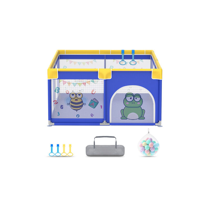 foto del prodotto aufun barriera per box per bambini centro attivit con base antiscivolo, parco giochi di sicurezza in rete traspirante 127 x 127 cm, piccoli