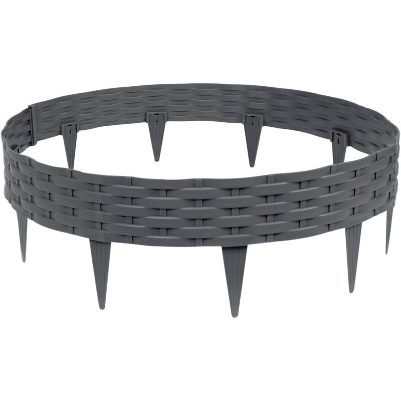 foto del prodotto aufun bordura per prato, 10 m, bordo flessibile per aiuole, recinzione in plastica, effetto rattan, palizzata da giardino, 10 pezzi da 100 cm x 20