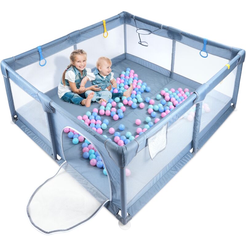 foto del prodotto aufun box per bambini 150x180x66 cm, centro attivit portatile e sicuro per bambini, box colorato con cancello, recinto extra per interno ed