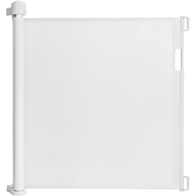 foto del prodotto aufun cancelletto di protezione per scale, griglia di protezione per porte estraibile scale, con sistema di sicurezza per bambini, 0 180 cm, bianco