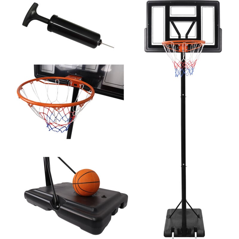 foto del prodotto aufun canestro portatile per interni esterni canestro basket camera regolabile 230 305 cm in altezza con supporto, ruote, incl. pallacanestro 