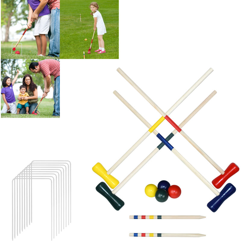 foto del prodotto aufun croquet gioco croquet di qualit in legno di faggio per 4 giocatori con borsa per il trasporto, gioco da rocket, divertimento all aperto per