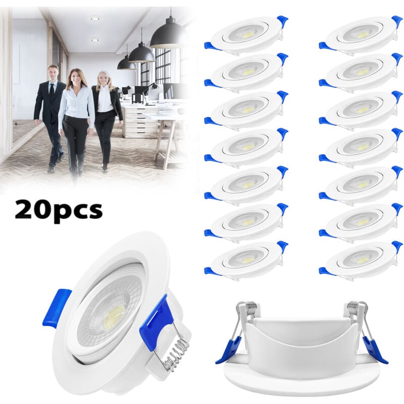 foto del prodotto aufun faretti led ad incasso orientabili luci da incasso set da 20, lampada da soffitto, faretto a led da incasso, per cucina, corridoio, 20x5w,
