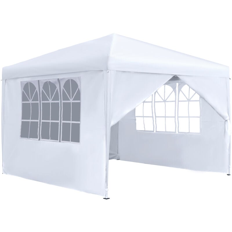 foto del prodotto aufun gazebo 3x3 m pieghevole con laterali rimovibili e finestre, protezione uv, per giardino, festa, matrimonio, picnic, bianco