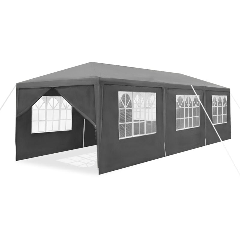 foto del prodotto aufun gazebo da giardino 3x9 m pavilion con 8 pareti laterali padiglione tenda in polietilene birra porta con cerniera per festa di nozze da mercato