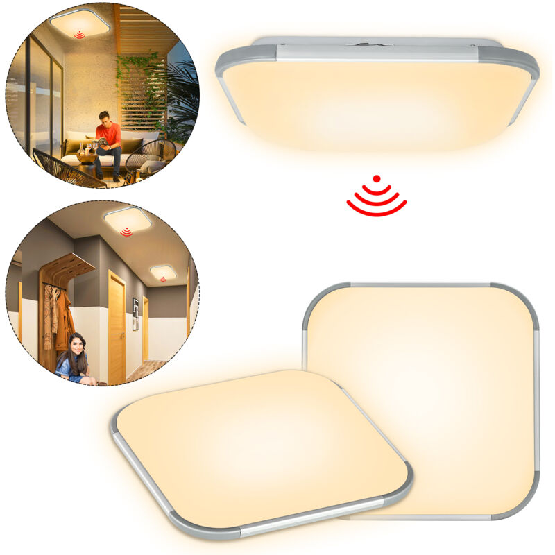 foto del prodotto aufun lampada da soffitto a led con sensore di movimento, lampada da soffitto a led sensore radar, per corridoio, scale, veranda, garage, 24w,