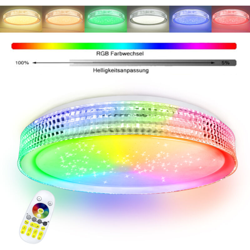 foto del prodotto aufun lampada da tetto led 60w con telecomando, lampada rgb moderna con effetto di cielo stellato, per salotto, camera da bambino, camera da letto,
